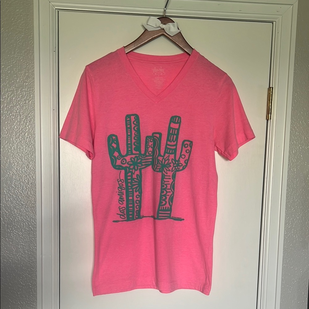 Texas True Threads Pink Cactus Graphic T-Shirt